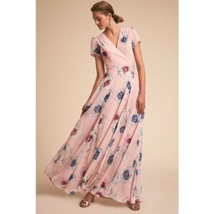 BHLDN Yumi Kim Calypso Pink Floral Wrap Dress Size Large